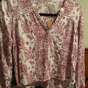 Hollister Burgundy Floral Blouse